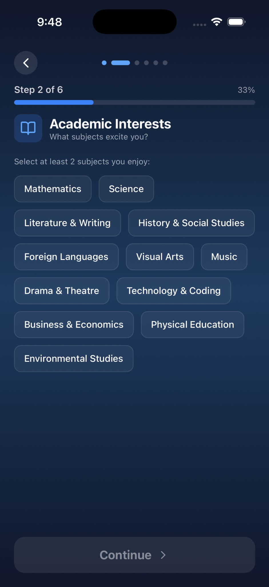 EduPathway tailored education recommendations screen